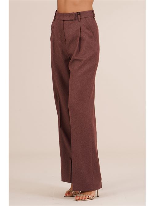 Pantalone palazzo con pinces bordeaux The First | 577 BELGRADOBORDEAUX
